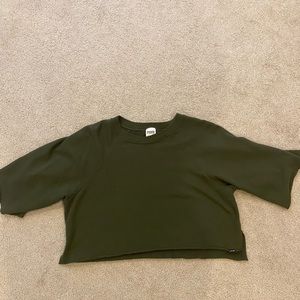 Victoria's Secret PINK army green cropped crew-neck SIZE: extra small
